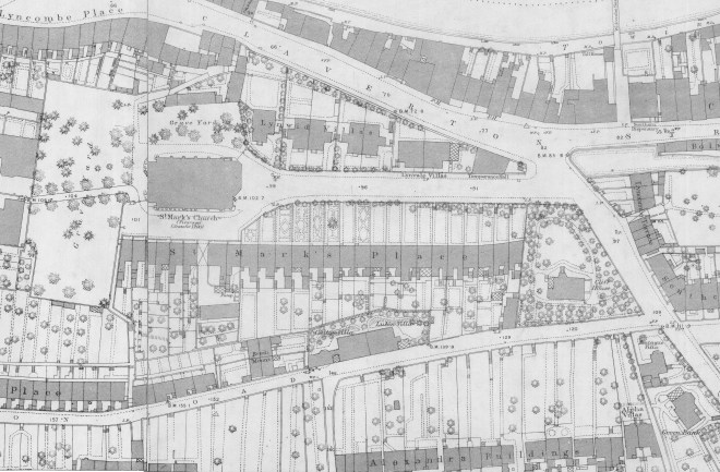 Detail of OS map of 1885 showing St Mark’s Road. Reproduced by kind permission of Bath Record Office.